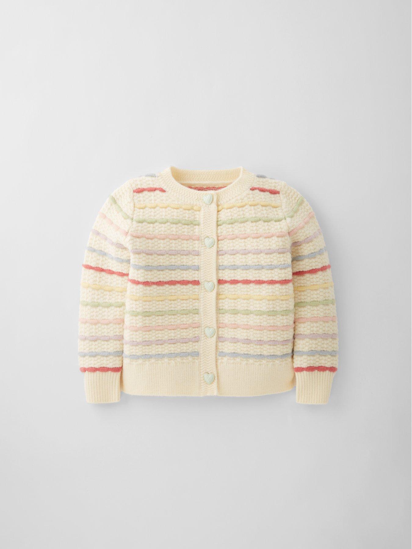 Image 7 of 7 of The Very Collection Girls Rainbow Stripe Cardigan - Cream