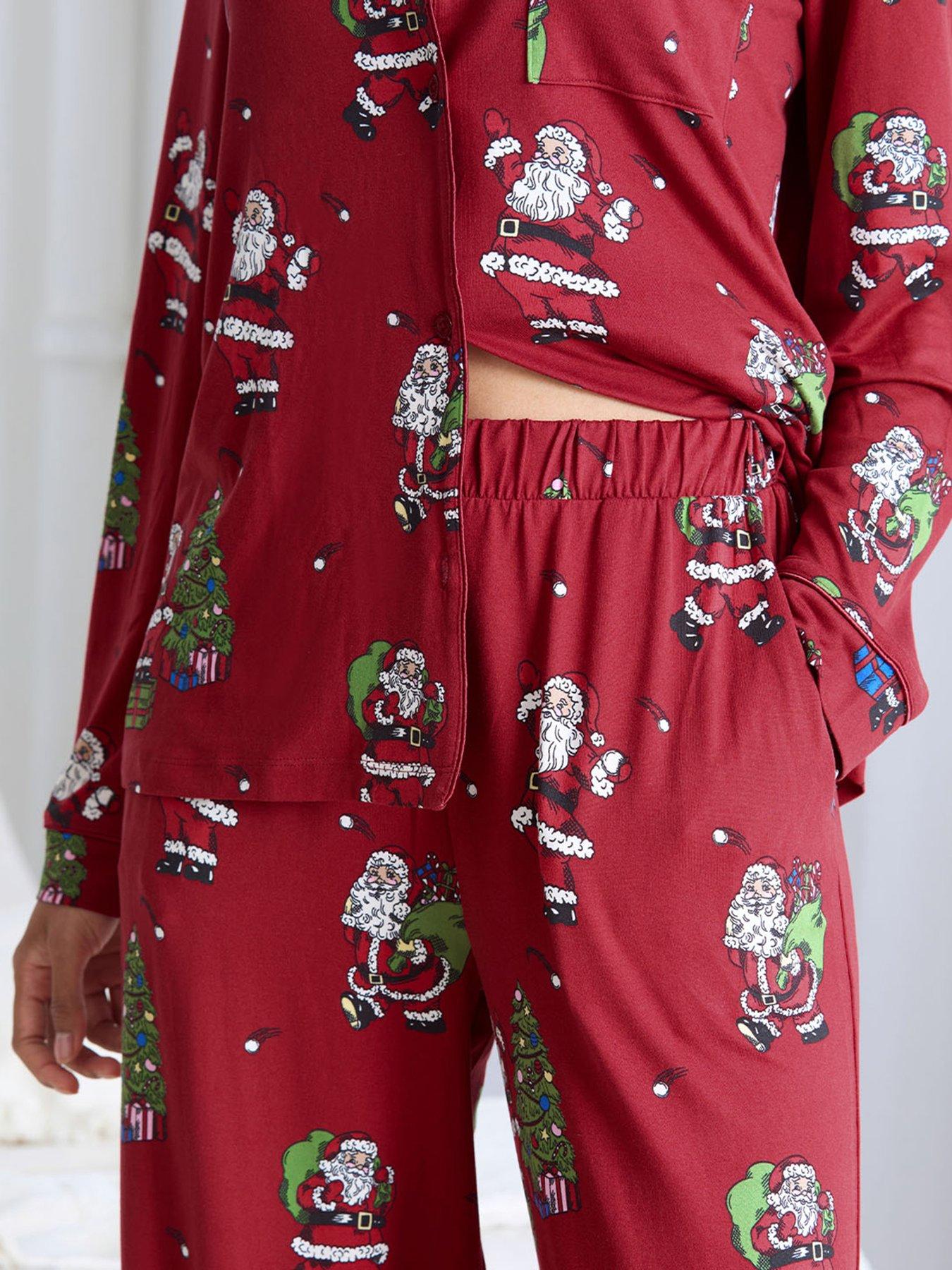 chelsea-peers-ladies-christmas-long-button-up-printed-pyjama-set-reddetail