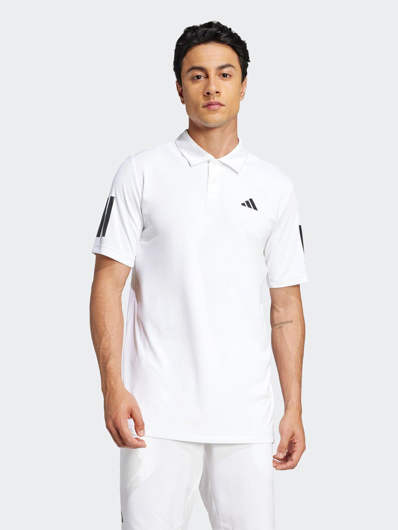 adidas Mens Tennis Club 3 Stripe Polo - White