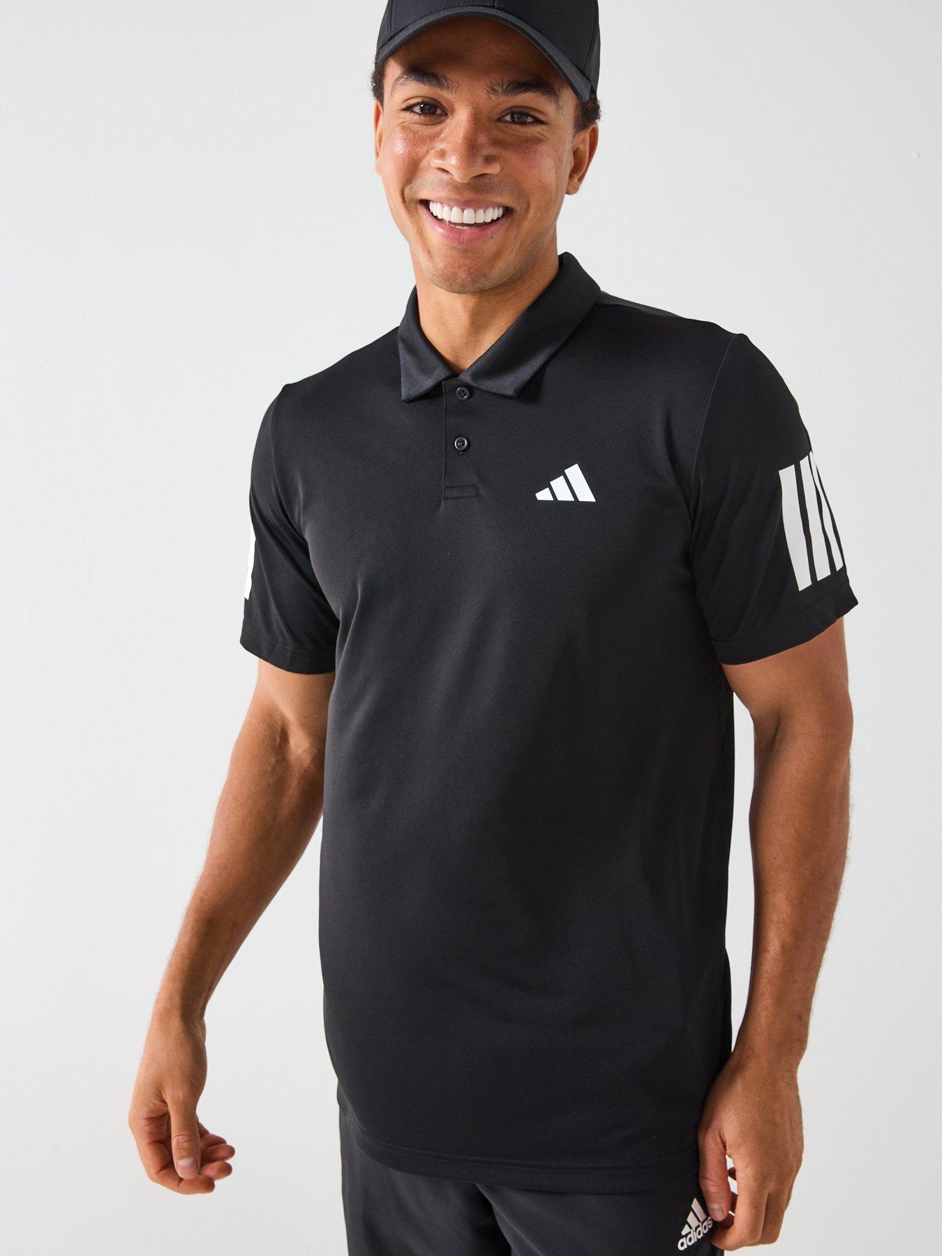 adidas-mens-tennis-club-3-stripe-polo-blackfront