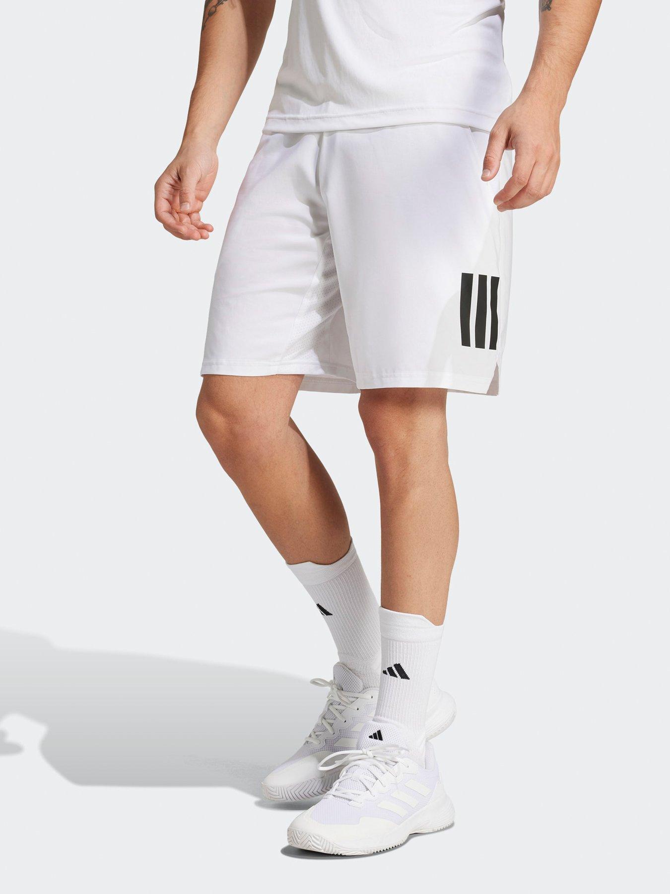 adidas Mens Tennis Club 3 Stripe Short - White