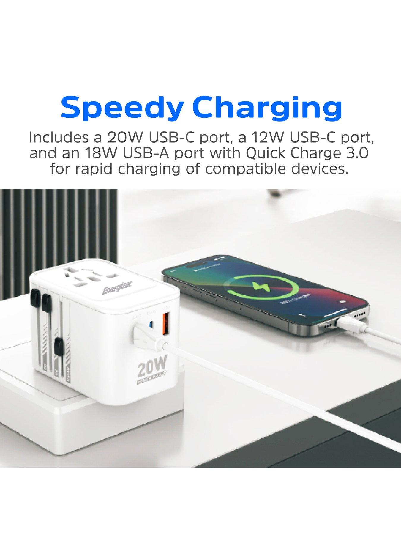 Image 3 of 7 of Energizer Energizer International Travel Adapter 20W PD Charger White