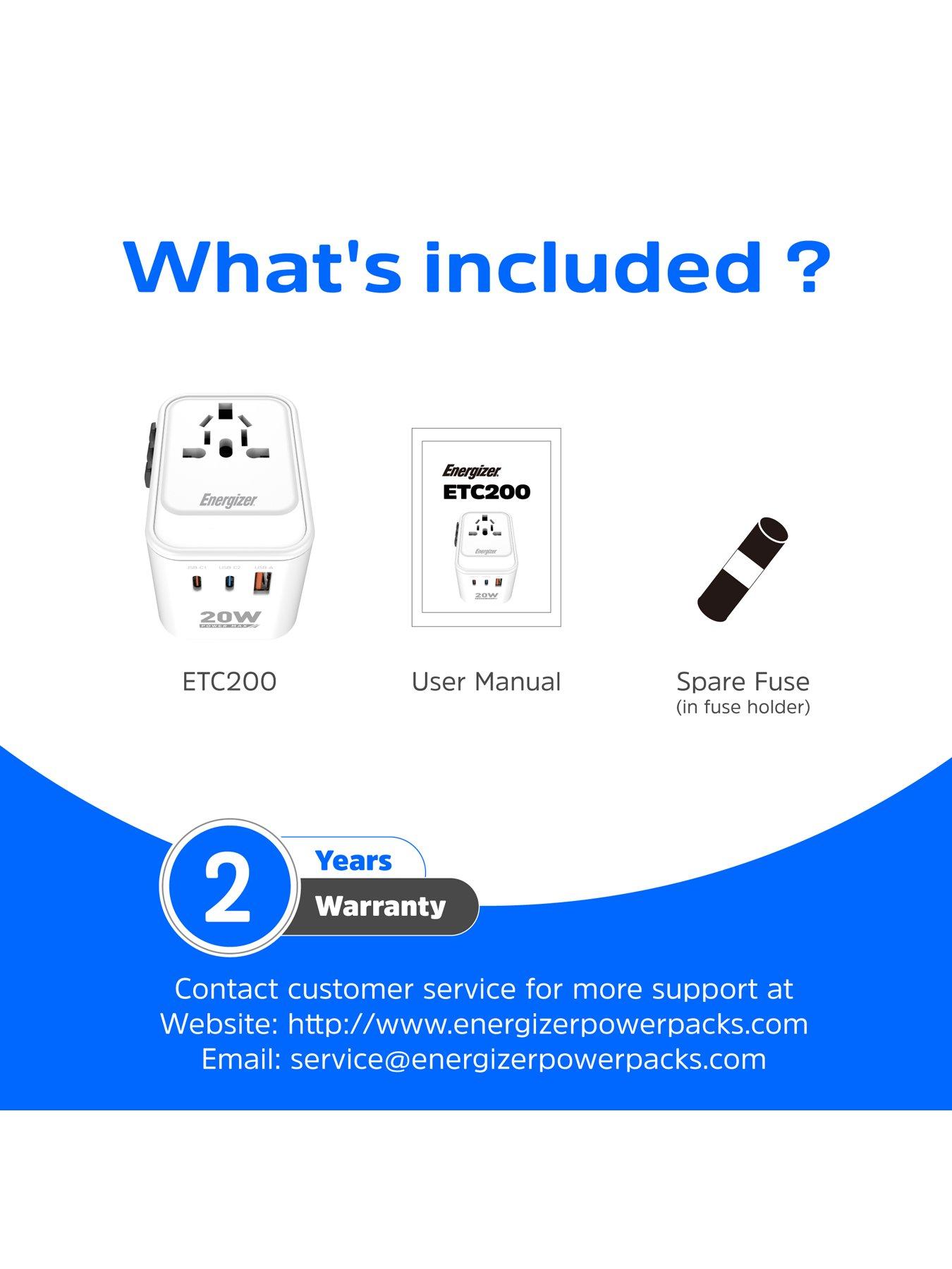 Image 7 of 7 of Energizer Energizer International Travel Adapter 20W PD Charger White
