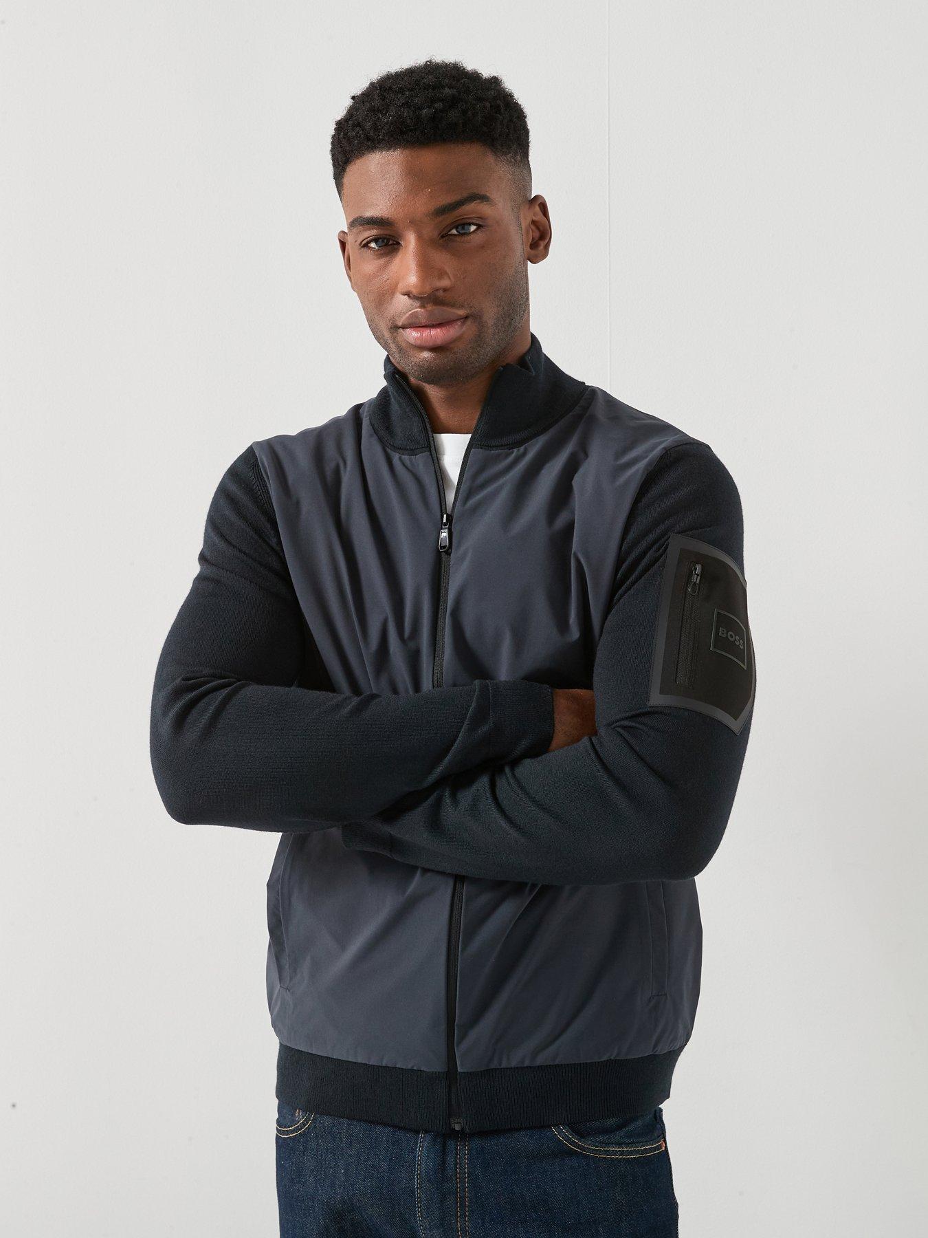 BOSS Boss Momentum-x Hybrid Full Zip Knitted Jumper - Navy