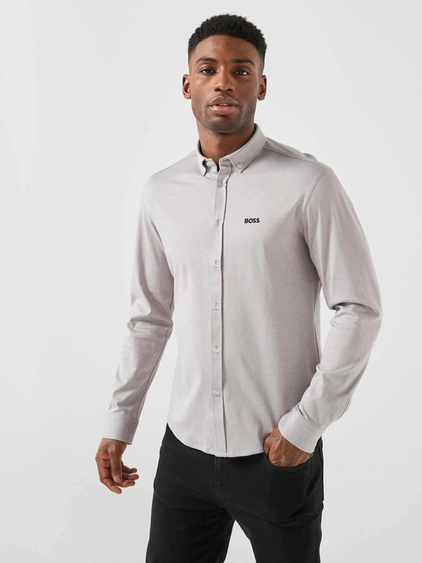 BOSS Long Sleeve Regular Fit Shirt - Grey
