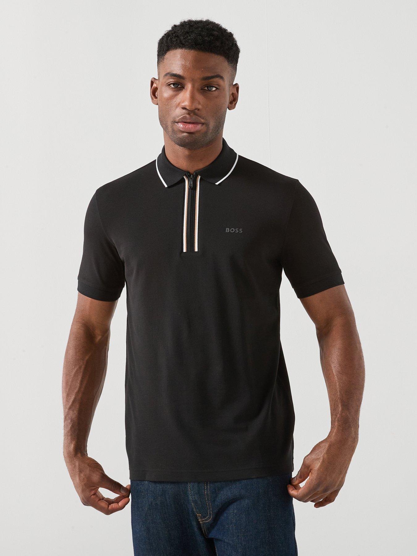 Image 1 of 5 of BOSS Philix 1/4 Zip Polo Shirt - Black