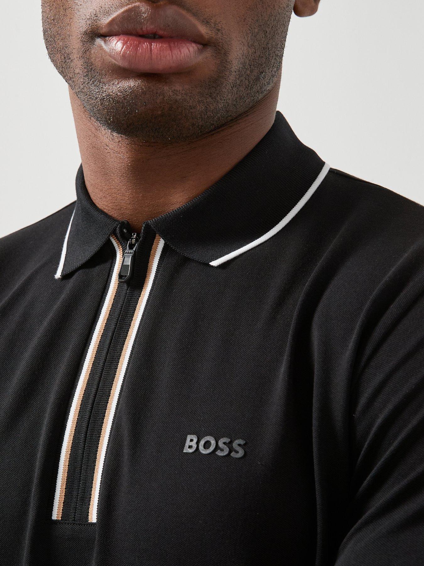 Image 4 of 5 of BOSS Philix 1/4 Zip Polo Shirt - Black