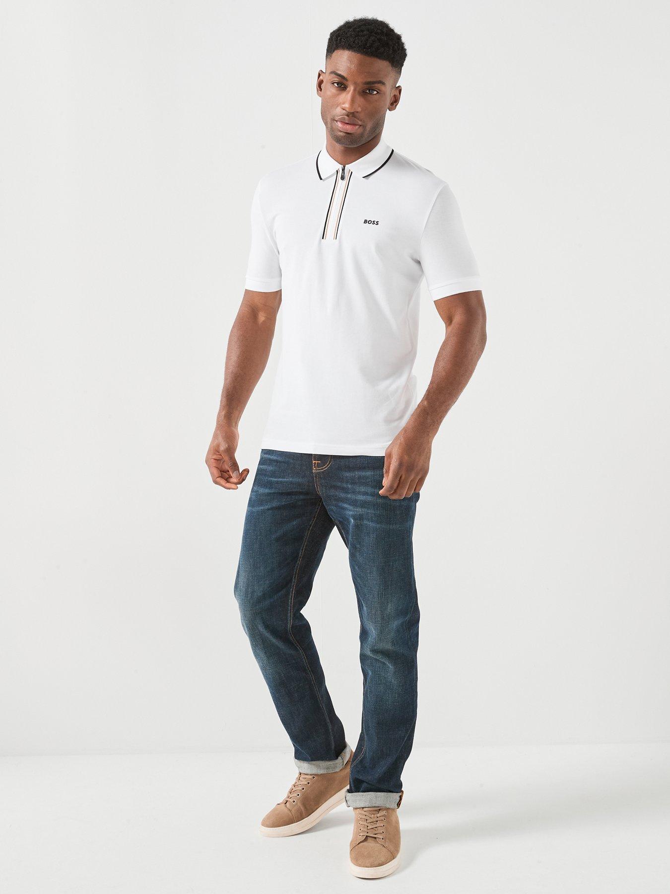 Image 3 of 5 of BOSS Philix 1/4 Zip Polo Shirt - White