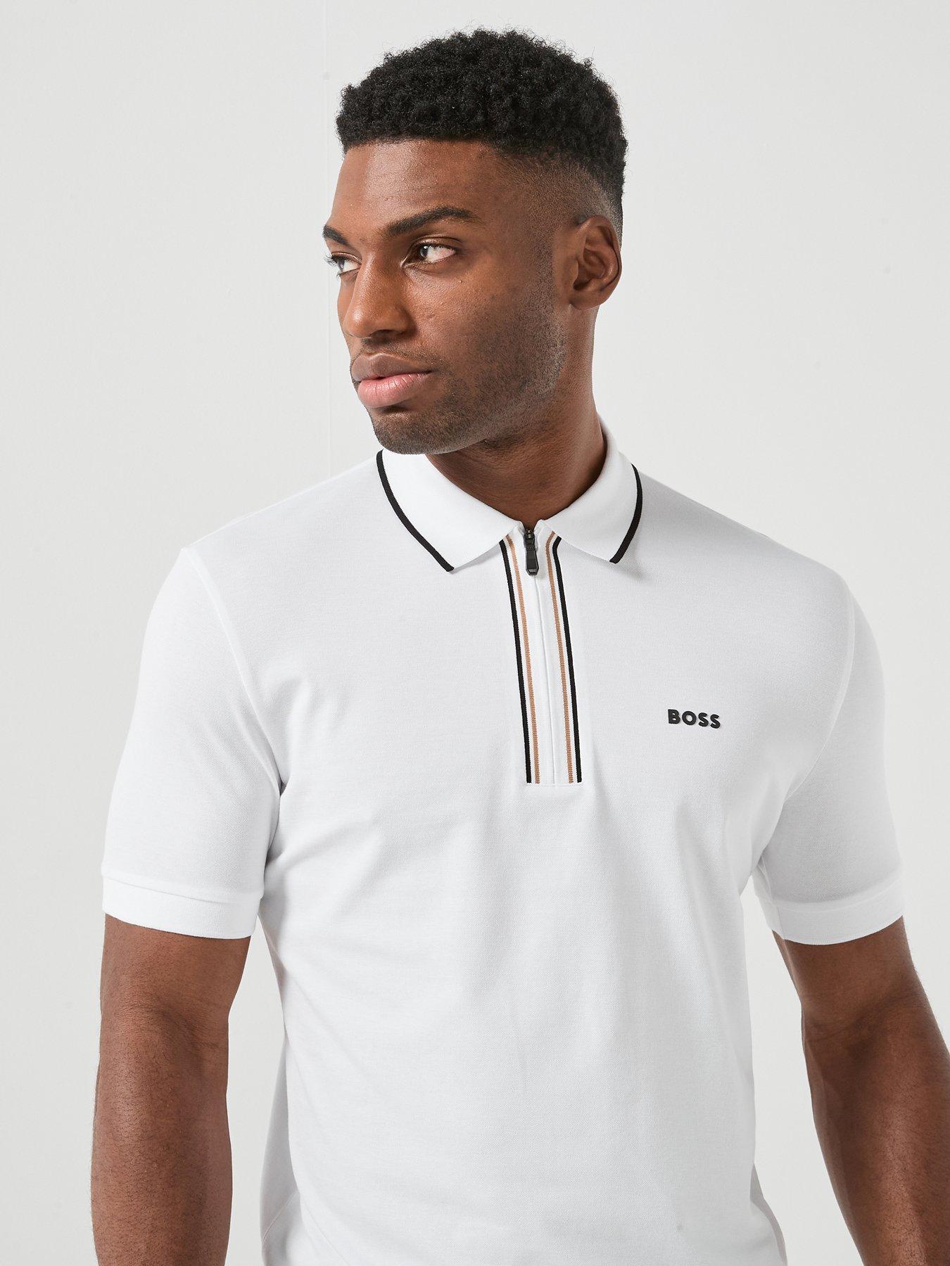 Image 4 of 5 of BOSS Philix 1/4 Zip Polo Shirt - White