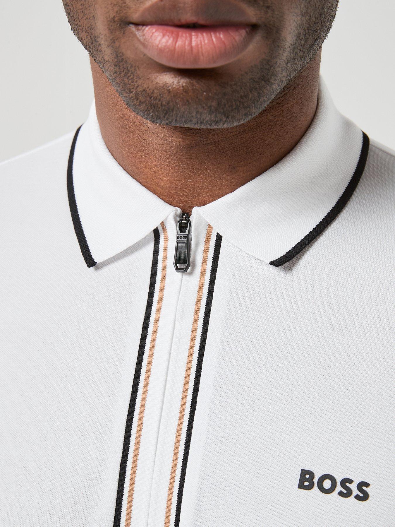 Image 5 of 5 of BOSS Philix 1/4 Zip Polo Shirt - White