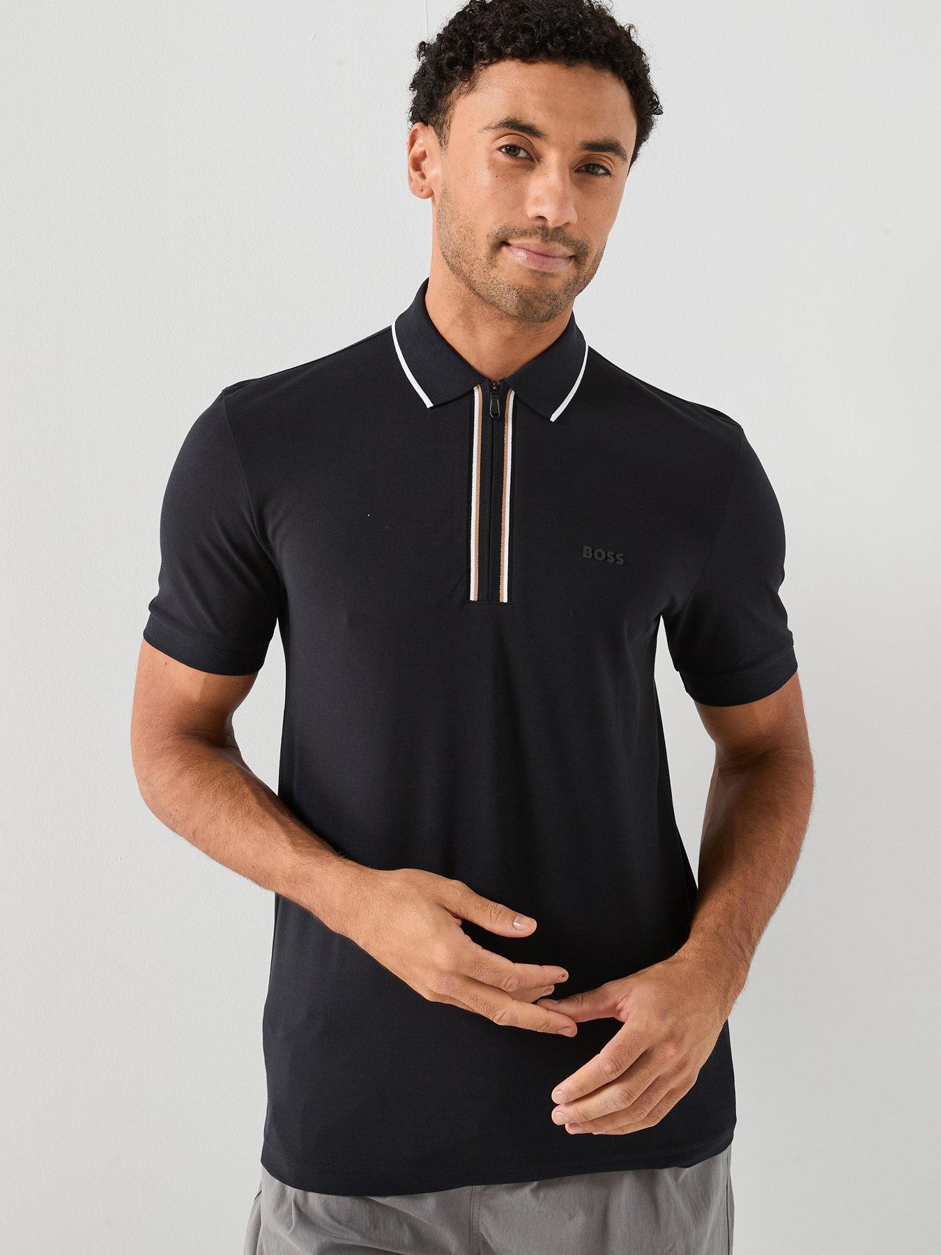 BOSS Philix 1/4 Zip Polo Shirt - Navy