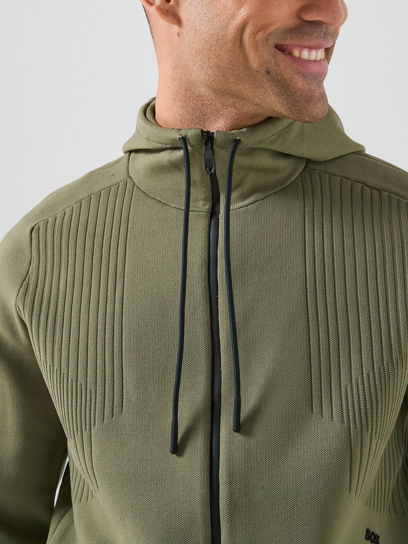 Image 4 of 6 of BOSS Boss Kn_active Push Knitted Zip Through Hoodie - Green