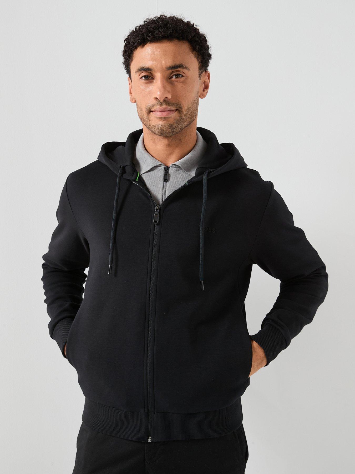 Image 1 of 6 of BOSS Saggy Full Zip Through Hoodie - Black