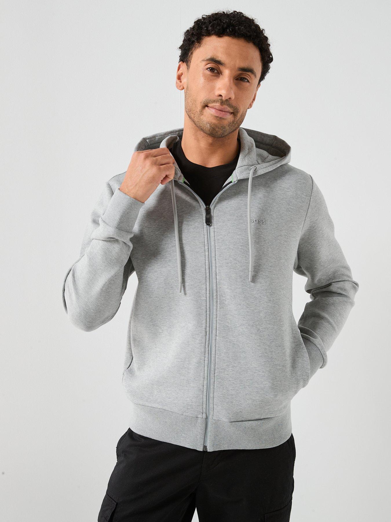 Image 1 of 6 of BOSS Saggy Full Zip Through Hoodie - Grey