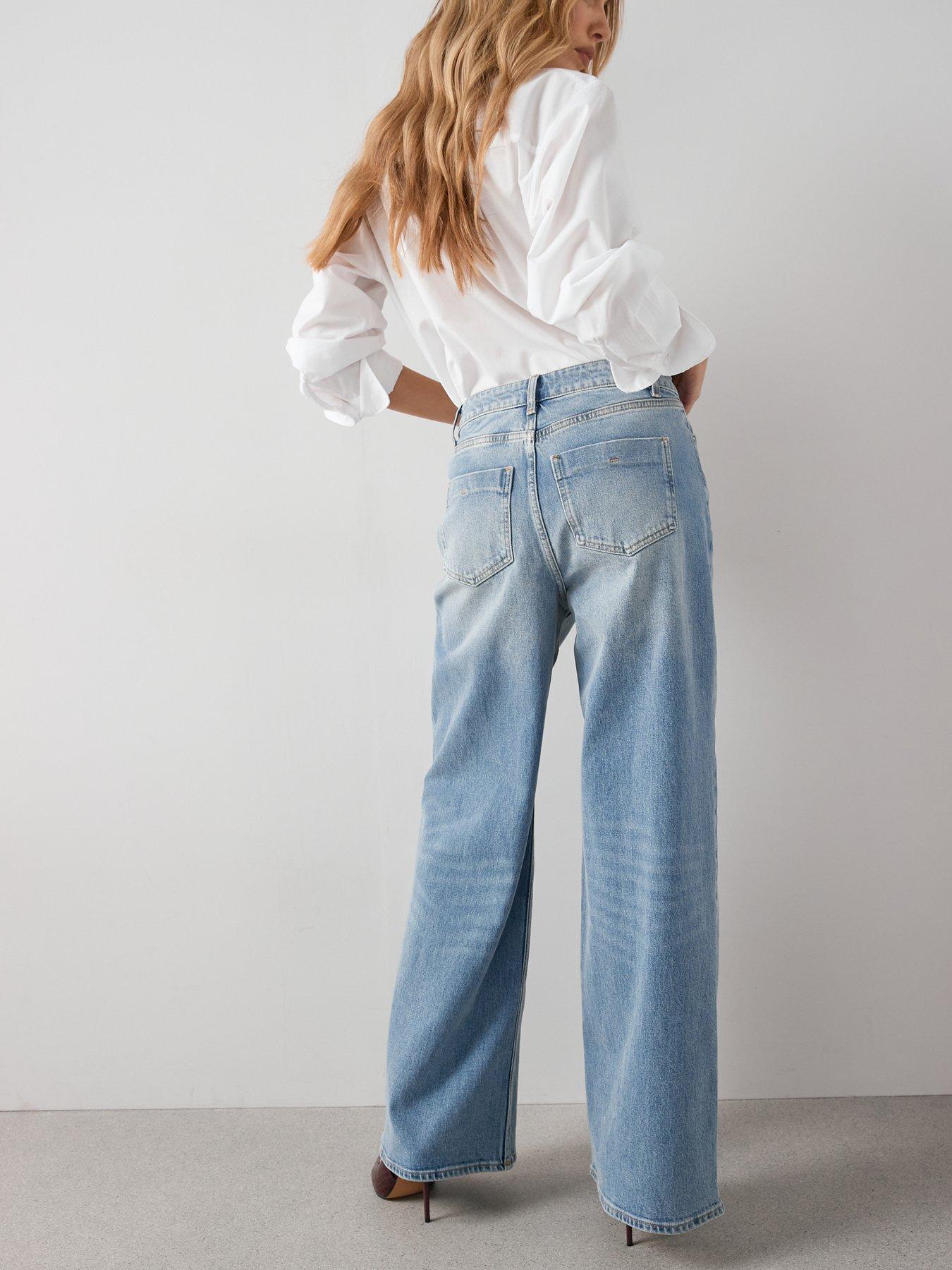 Image 2 of 6 of The Very Collection Wrap Front Wide Leg Jeans - Mid Wash
