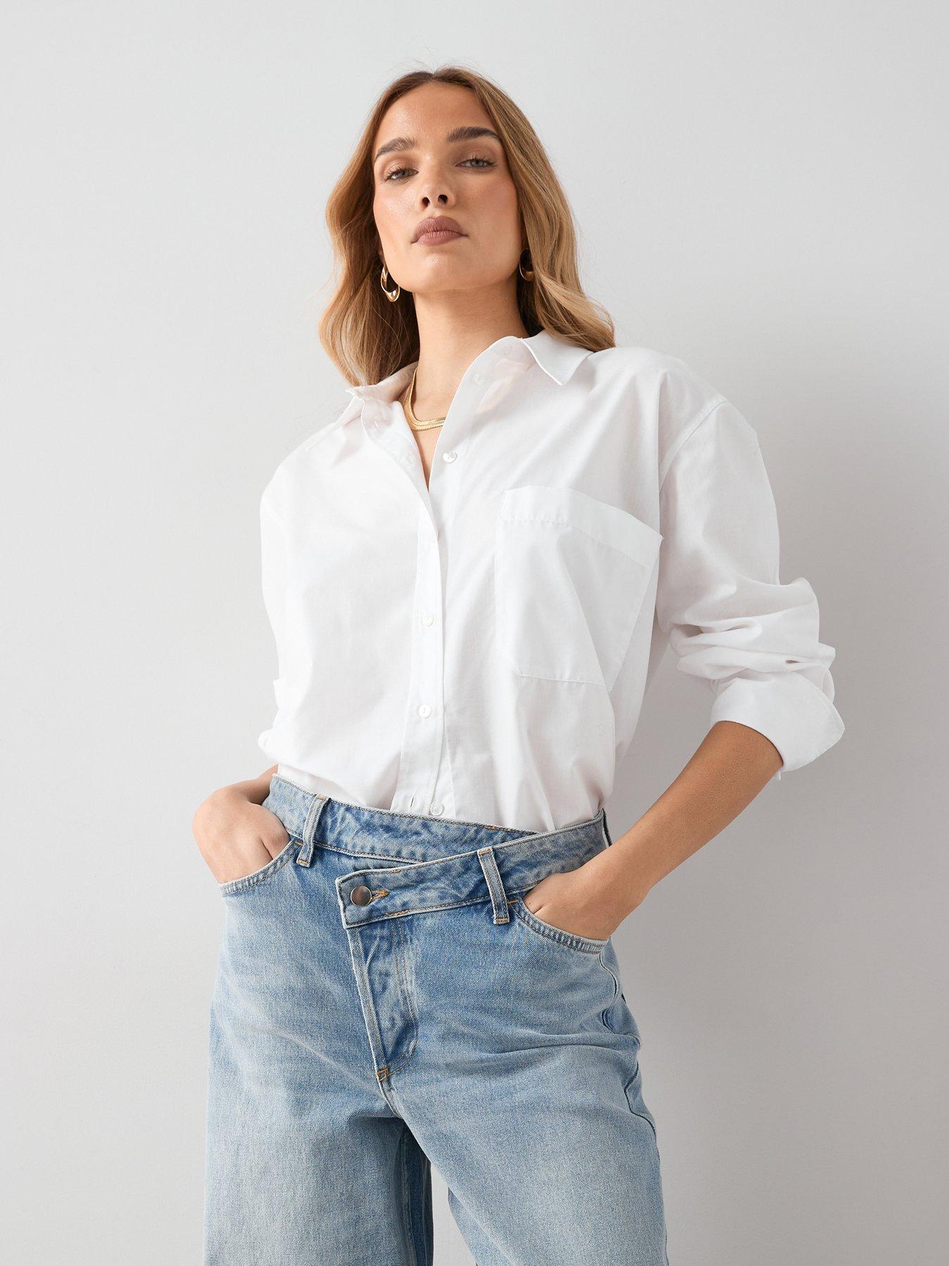 Image 4 of 6 of The Very Collection Wrap Front Wide Leg Jeans - Mid Wash