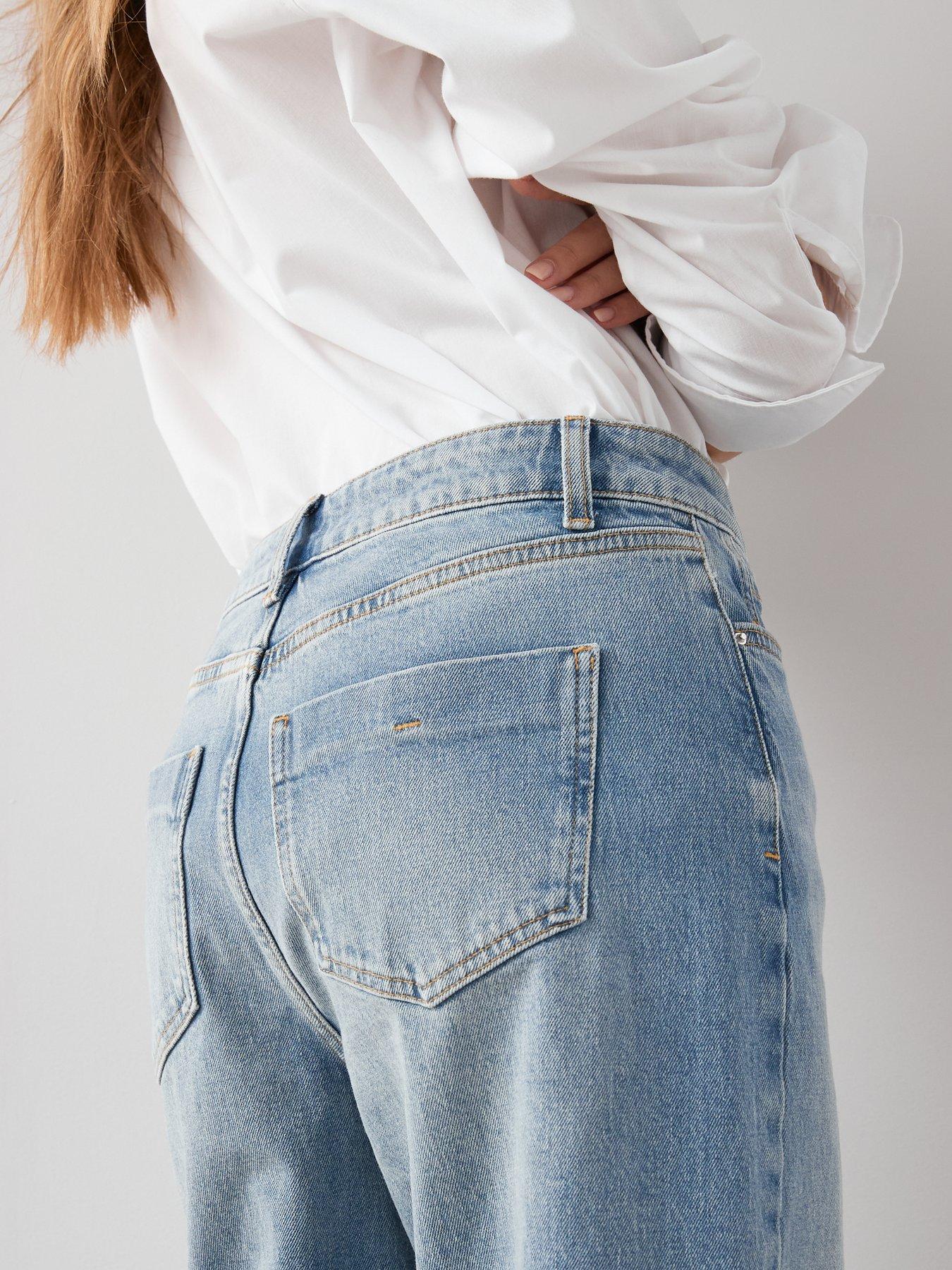 Image 5 of 6 of The Very Collection Wrap Front Wide Leg Jeans - Mid Wash