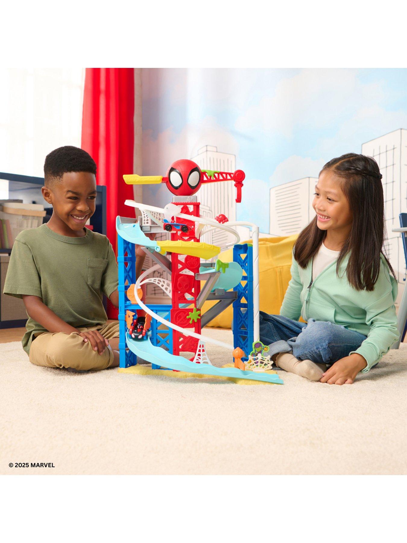 spidey-and-his-amazing-friends-marvel-spidey-and-his-amazing-friends-construction-zone-chaos-track-set-2-foot-high-dual-race-track-with-zip-line-play-zones-and-exclusive-vehiclesback