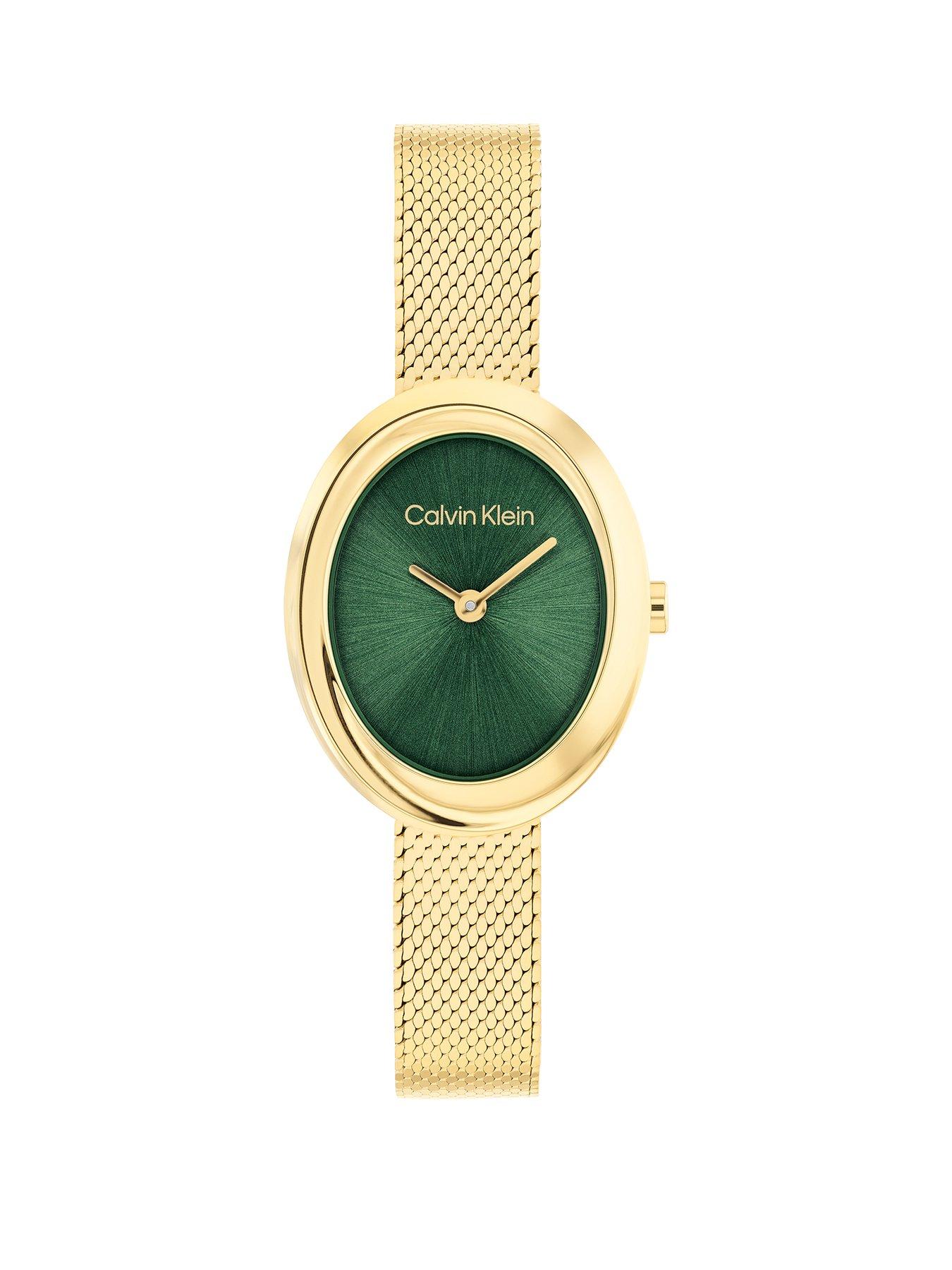 Calvin Klein Women's CK Twisted Bezel Gold Plated Mesh Watch
