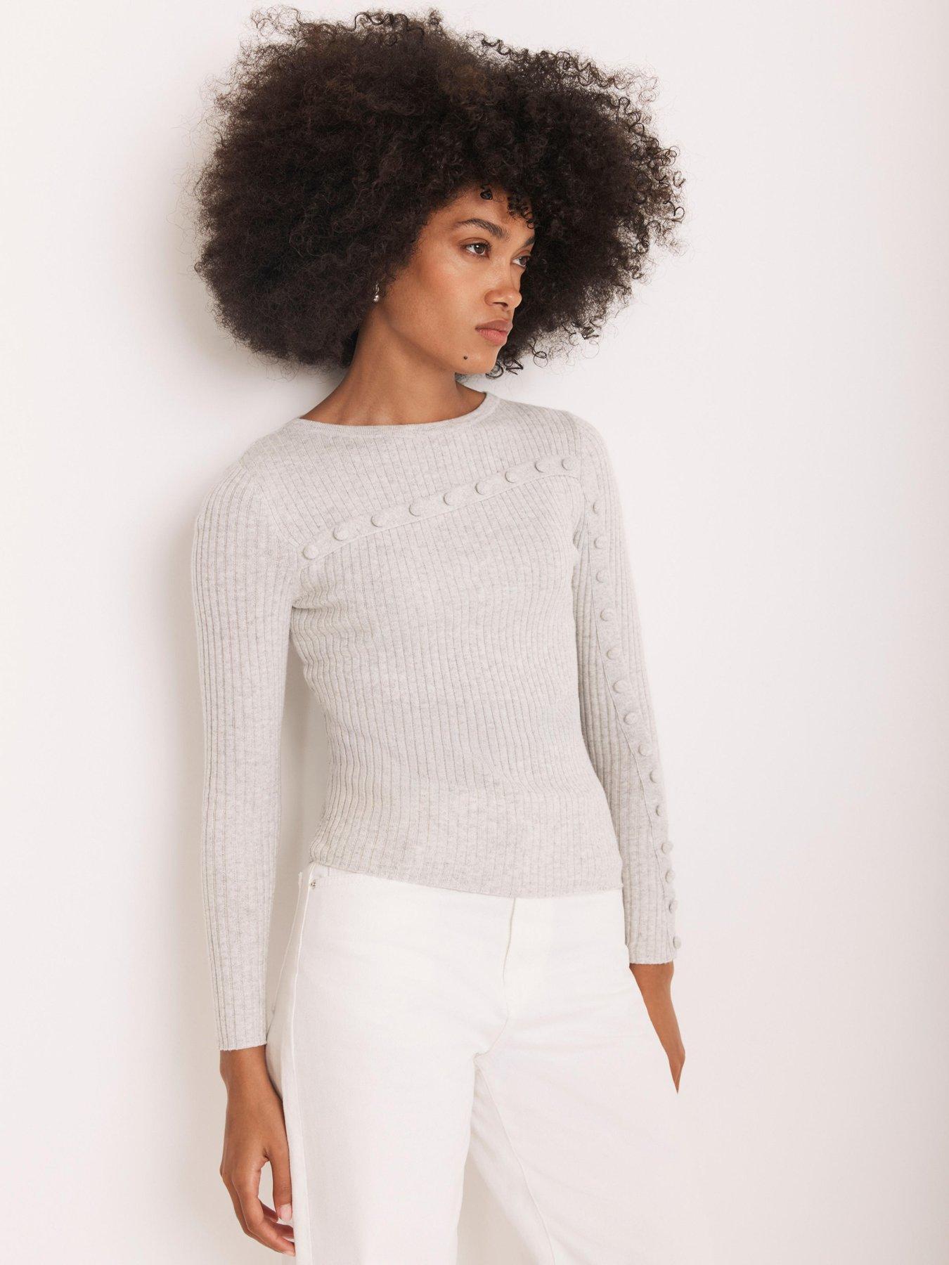 Mint Velvet Asymmetric Knit Top - Grey