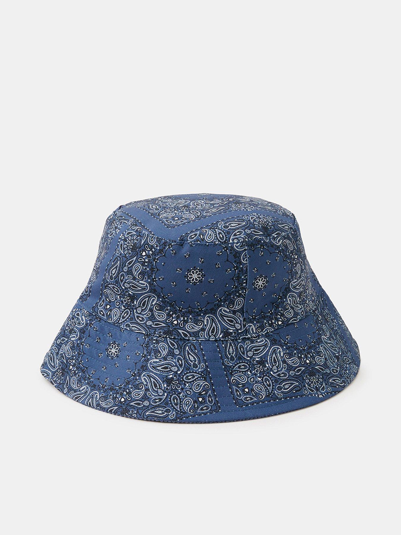 Image 1 of 5 of Accessorize Reversible Bandana Print Bucket Hat - Navy