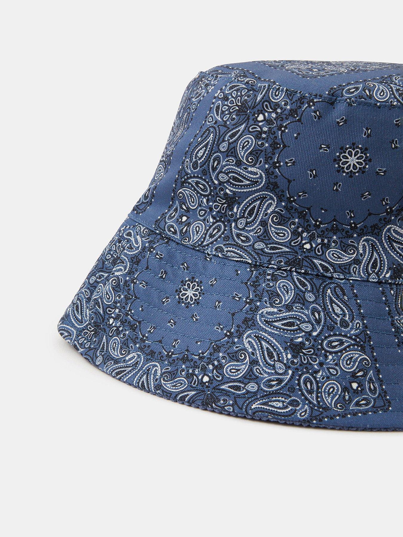 Image 4 of 5 of Accessorize Reversible Bandana Print Bucket Hat - Navy