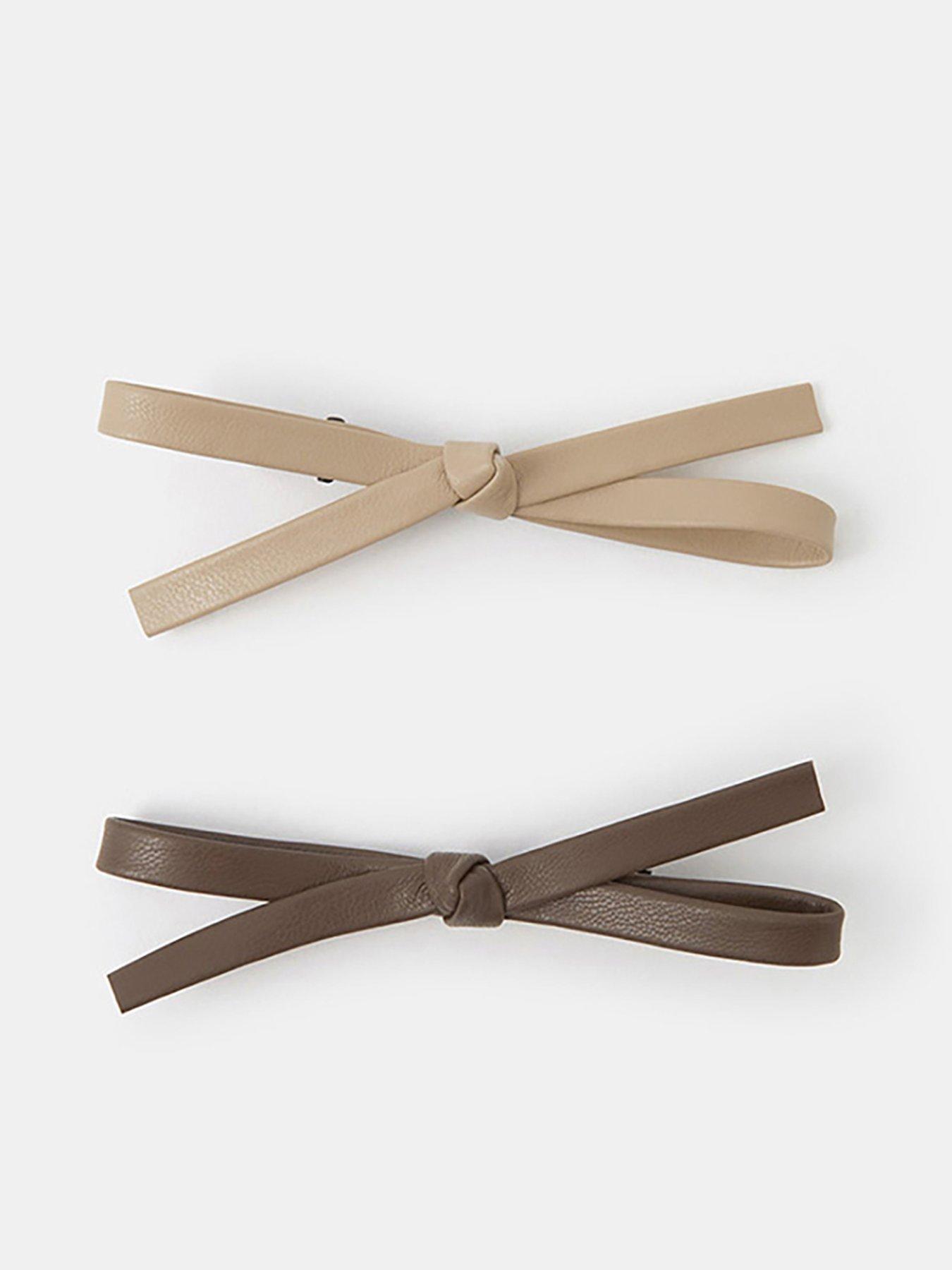 Image 1 of 3 of Accessorize 2 Pack Faux Leather Bow Hair Clips - Multi