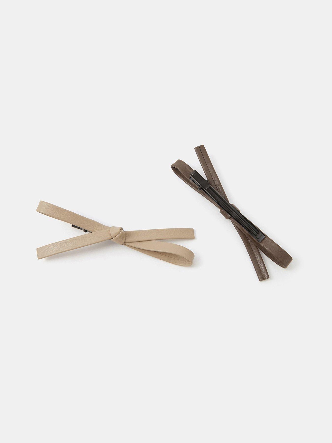 Image 3 of 3 of Accessorize 2 Pack Faux Leather Bow Hair Clips - Multi