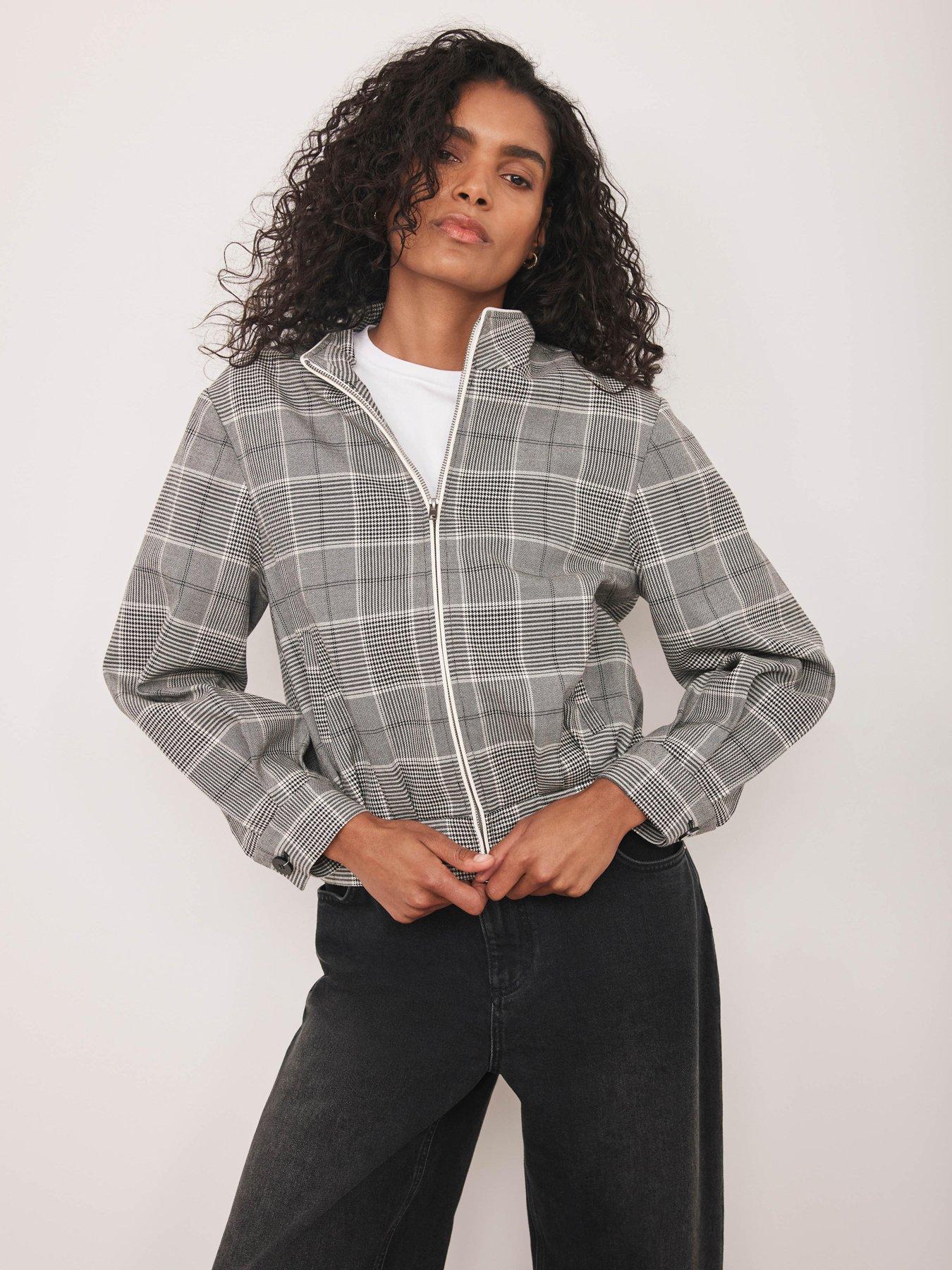 mint-velvet-bold-check-blouson-bomber-grey