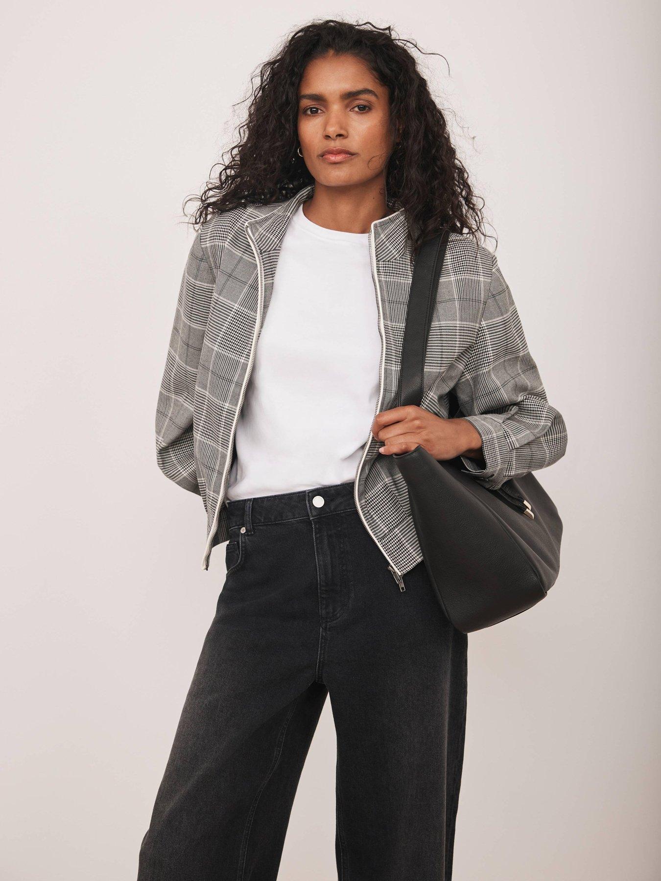 mint-velvet-bold-check-blouson-bomber-greystillFront