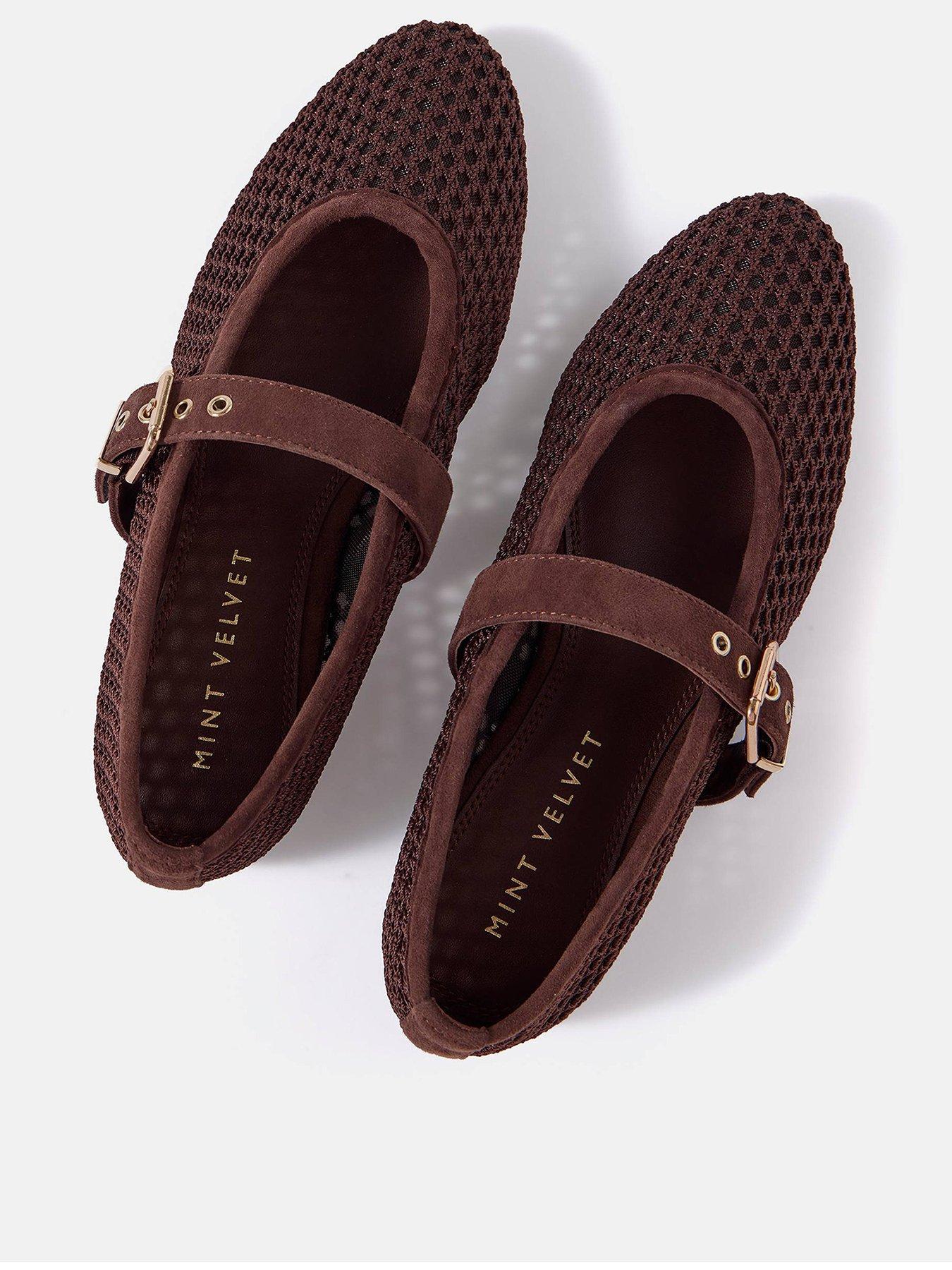 Image 2 of 5 of Mint Velvet Trixie Mesh Ballet Flats - Brown