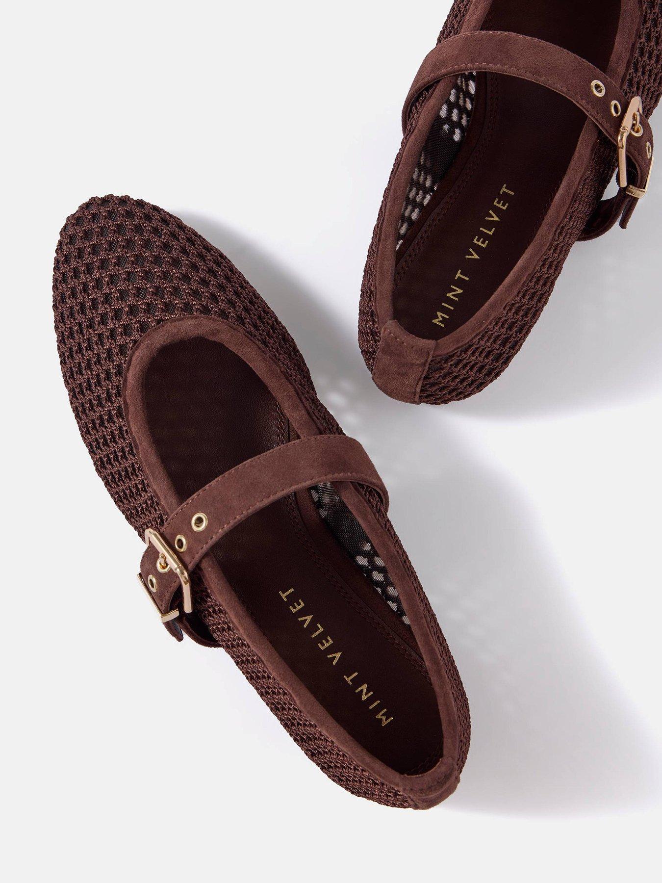 Image 5 of 5 of Mint Velvet Trixie Mesh Ballet Flats - Brown