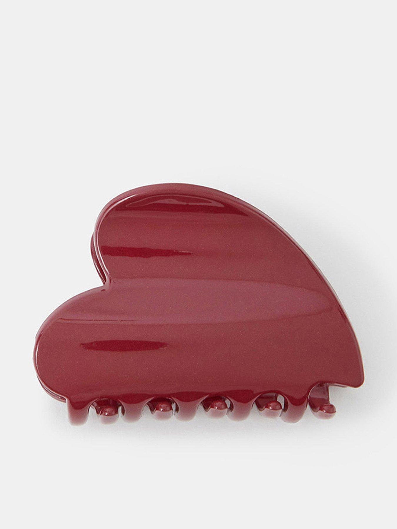 Image 1 of 3 of Accessorize Heart Claw Clip - Red