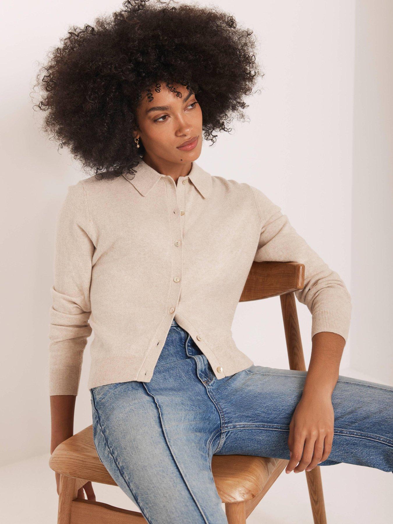 Image 2 of 6 of Mint Velvet Neutral Button Collar Cardigan - Cream