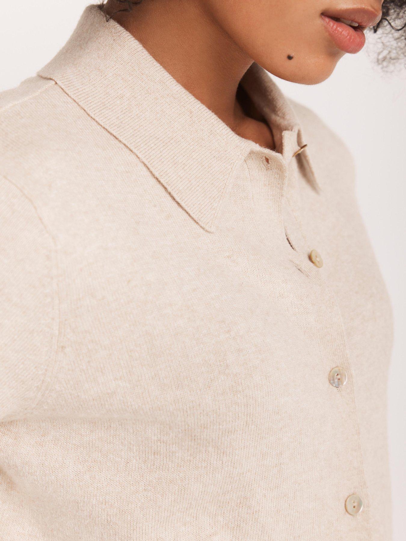 Image 4 of 6 of Mint Velvet Neutral Button Collar Cardigan - Cream