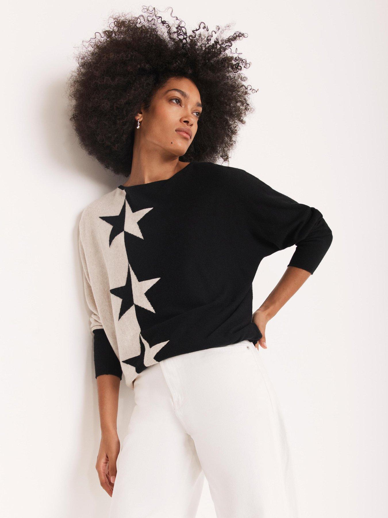 Mint Velvet Stone Star Batwing Jumper - Cream