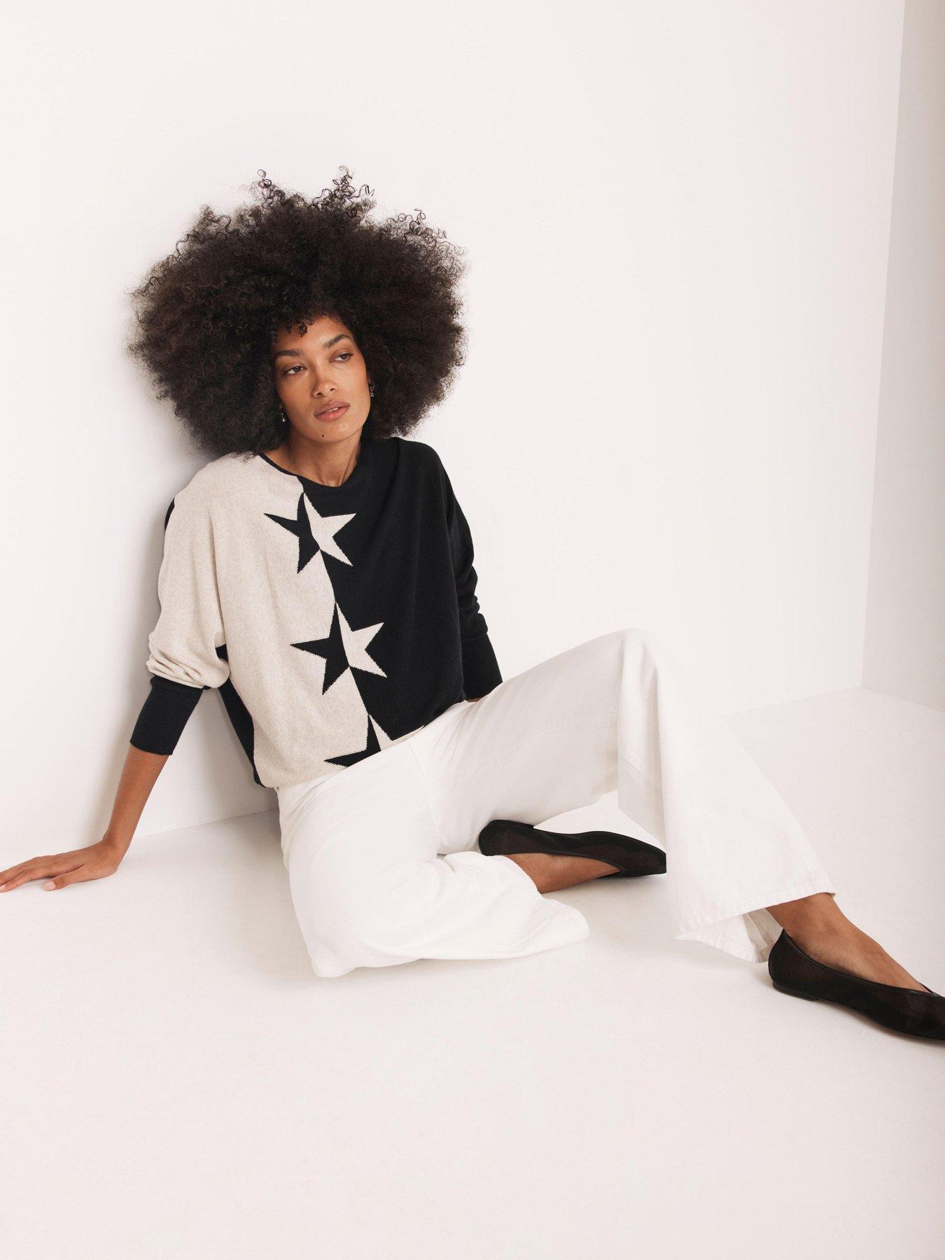 Image 2 of 6 of Mint Velvet Stone Star Batwing Jumper - Cream