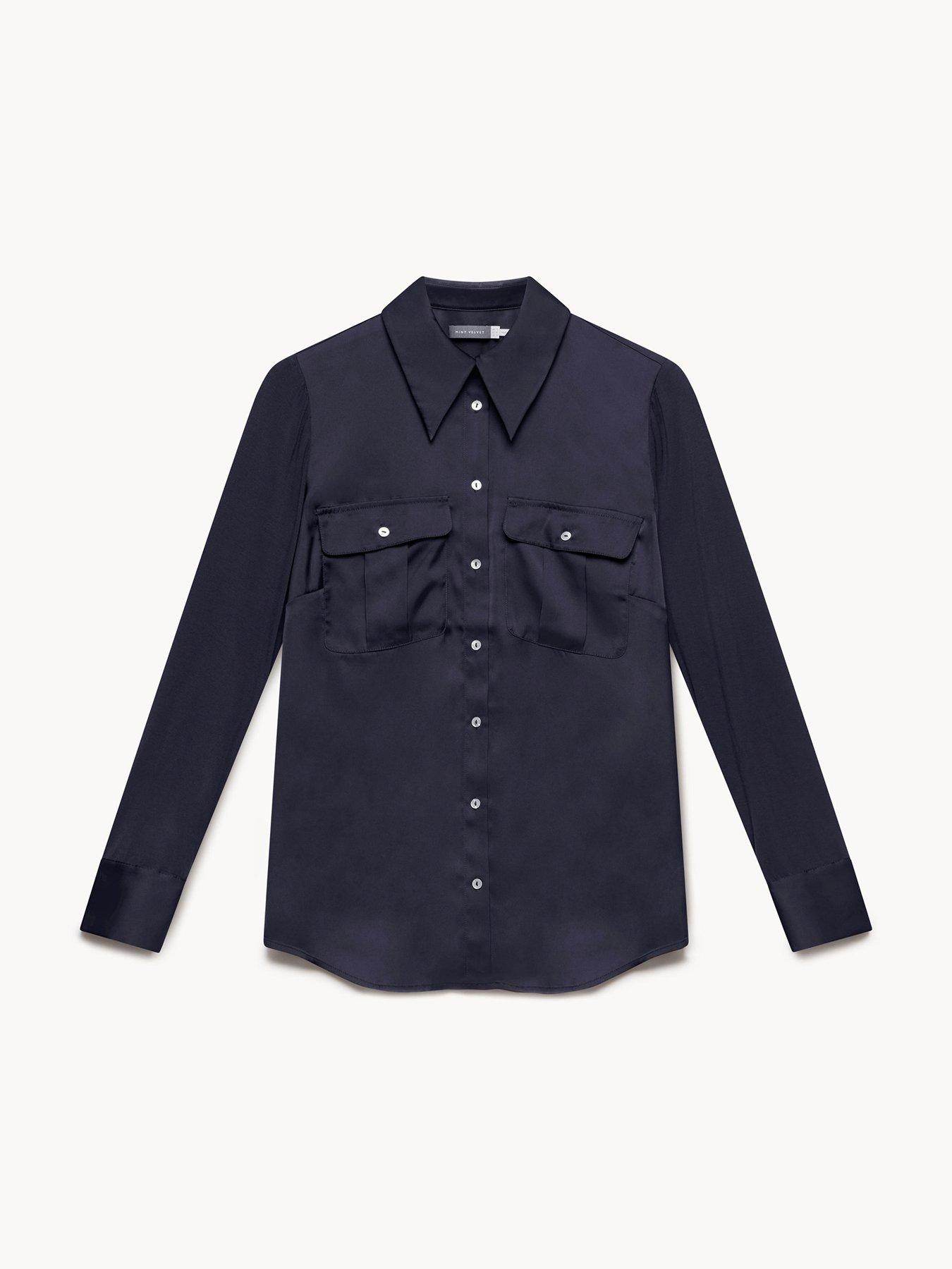 mint-velvet-navy-satin-utility-shirt-bluedetail