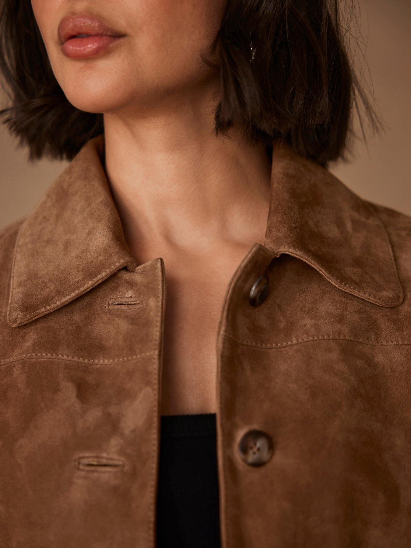 Image 3 of 5 of Mint Velvet Tan Suede Pocket Detail Jacket - Brown