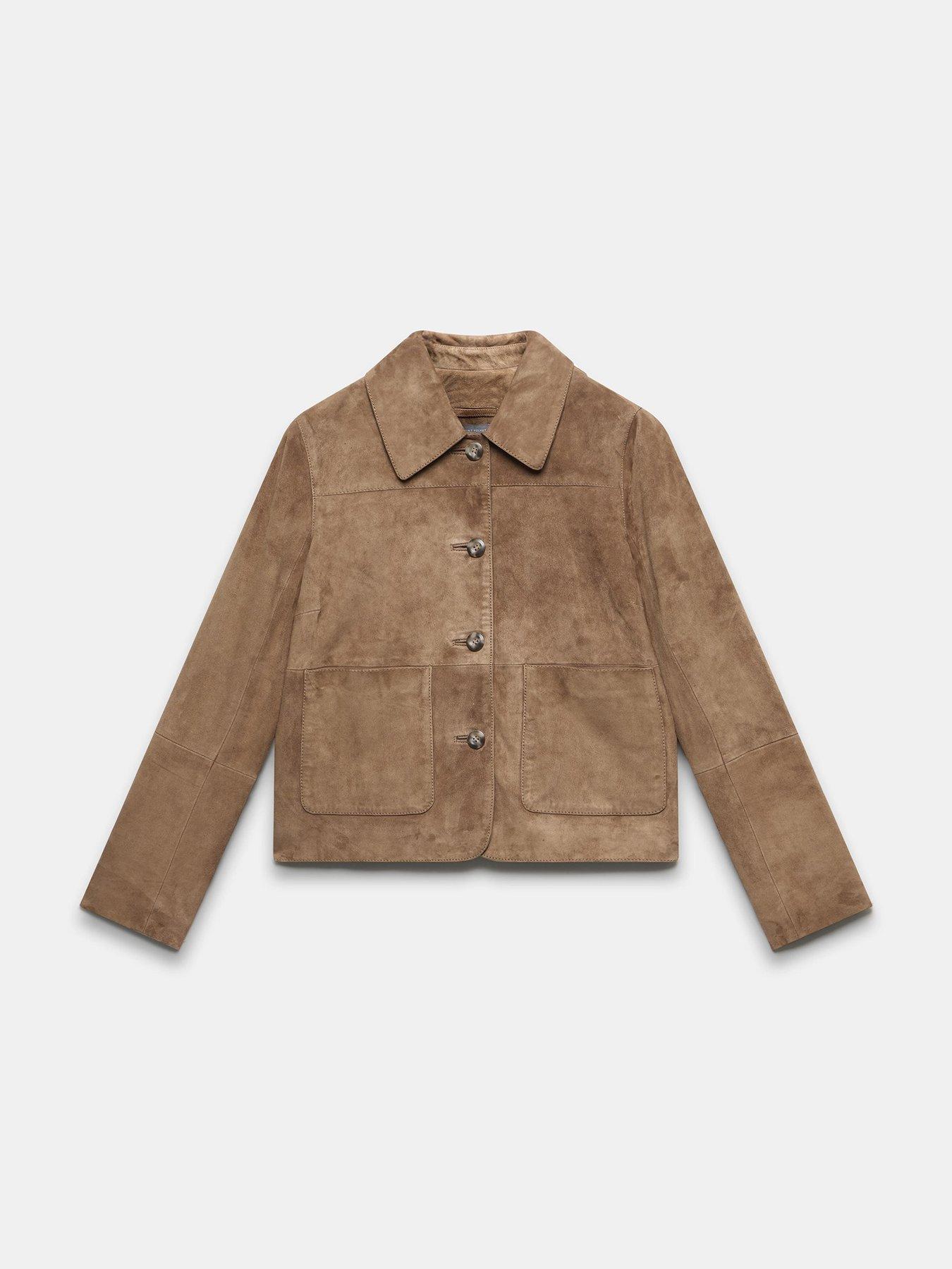 Image 4 of 5 of Mint Velvet Tan Suede Pocket Detail Jacket - Brown