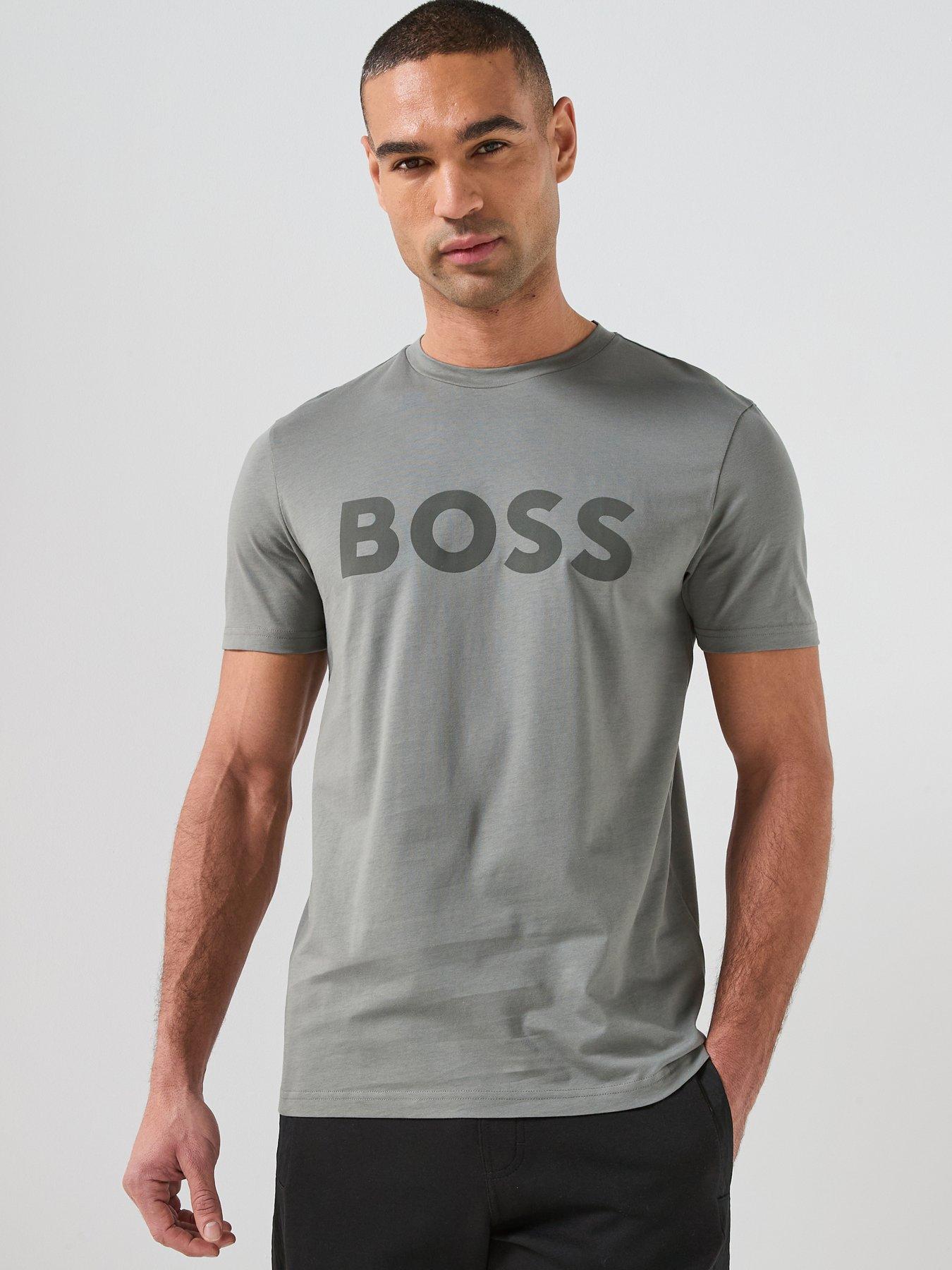 BOSS Boss Thinking 1 Regular Fit Large Logo T-shirt - Grey