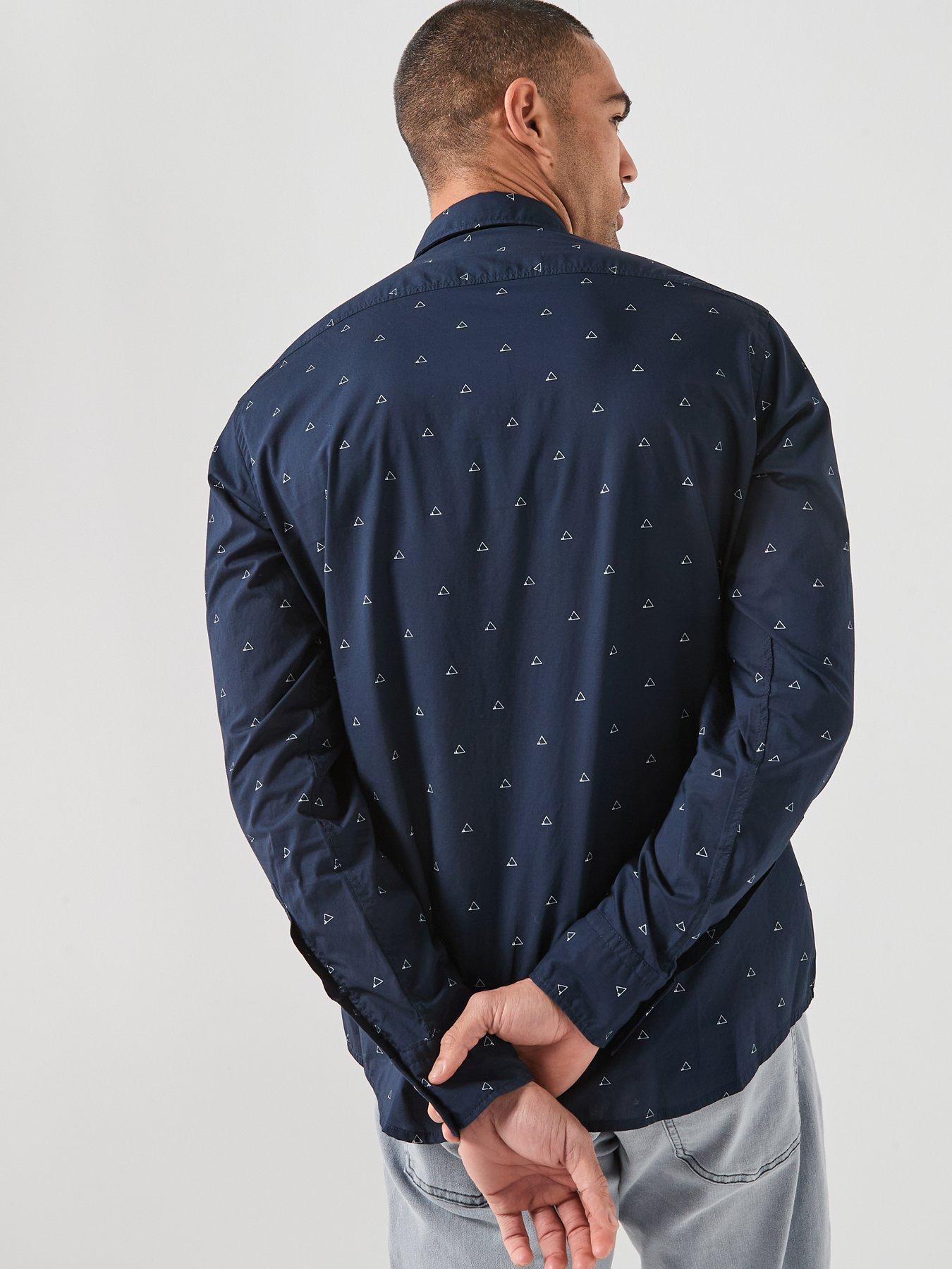 boss-micro-print-poplin-shirt-navystillFront