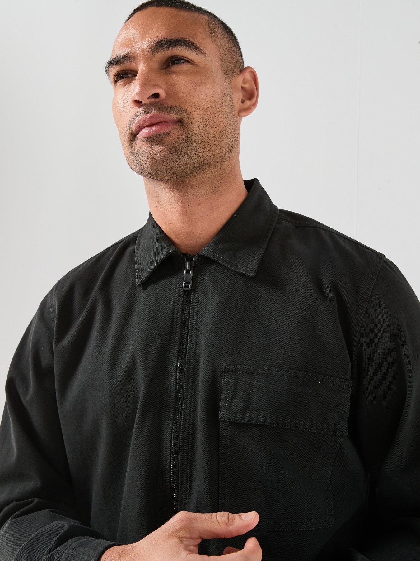 Image 4 of 6 of BOSS Cotton Twill Zip Overshirt - Black