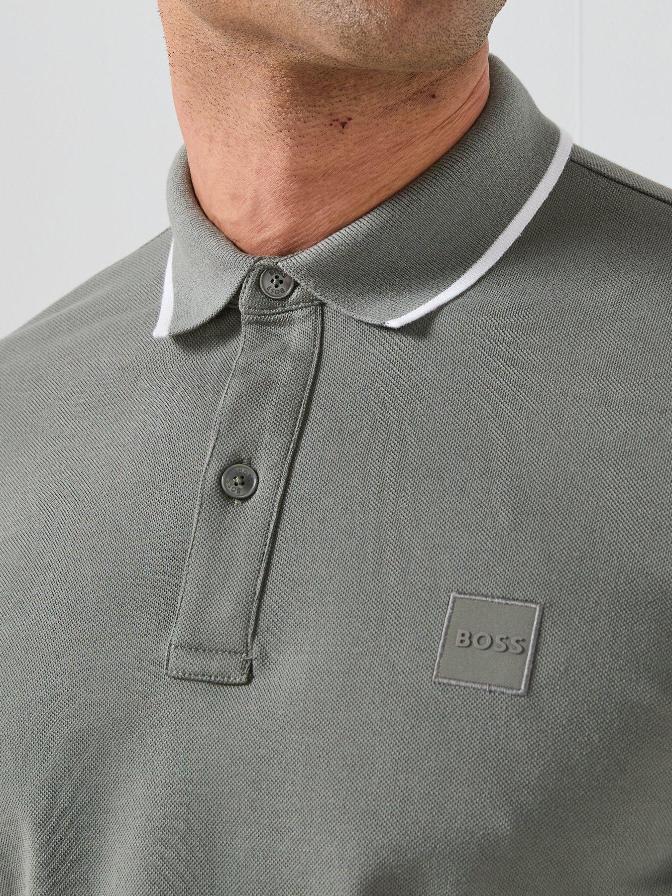 Image 4 of 6 of BOSS Passertip Slim Fit Short Sleeve Polo Shirt - Grey