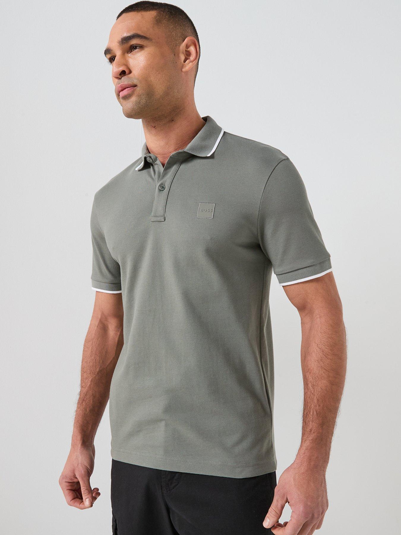 Image 6 of 6 of BOSS Passertip Slim Fit Short Sleeve Polo Shirt - Grey
