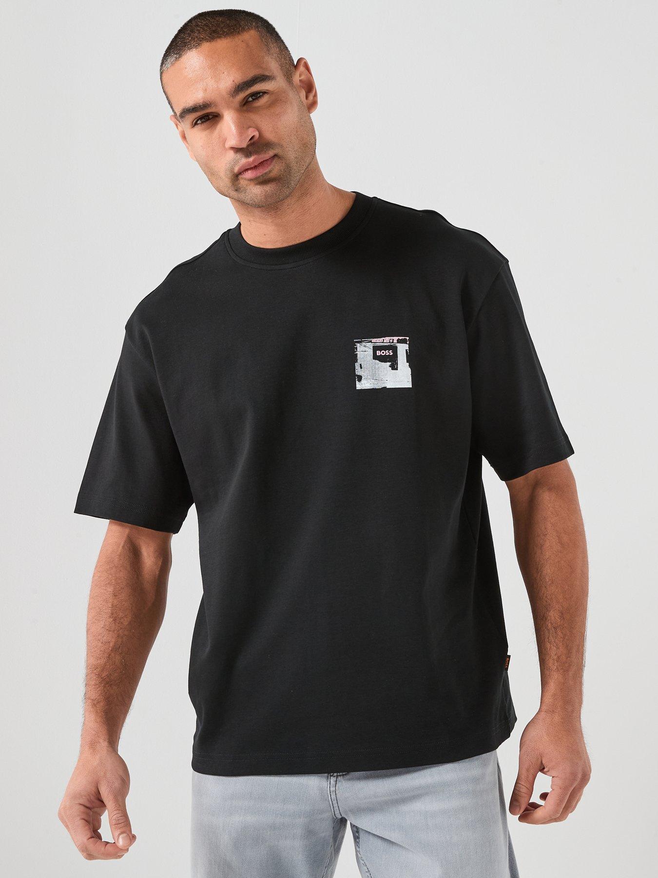 Image 2 of 6 of BOSS Te_City Lights Back Graphic Relaxed Fit T-Shirt - Black