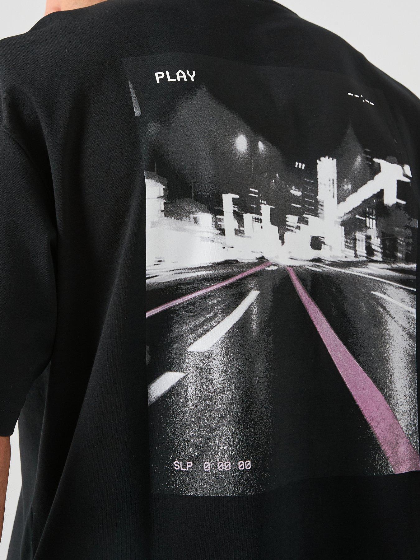 Image 5 of 6 of BOSS Te_City Lights Back Graphic Relaxed Fit T-Shirt - Black