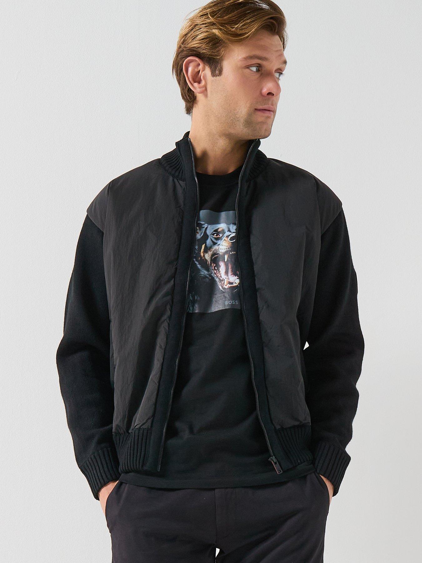 Image 1 of 6 of BOSS Korado Hybrid Zip Through Knitted Jumper - Black