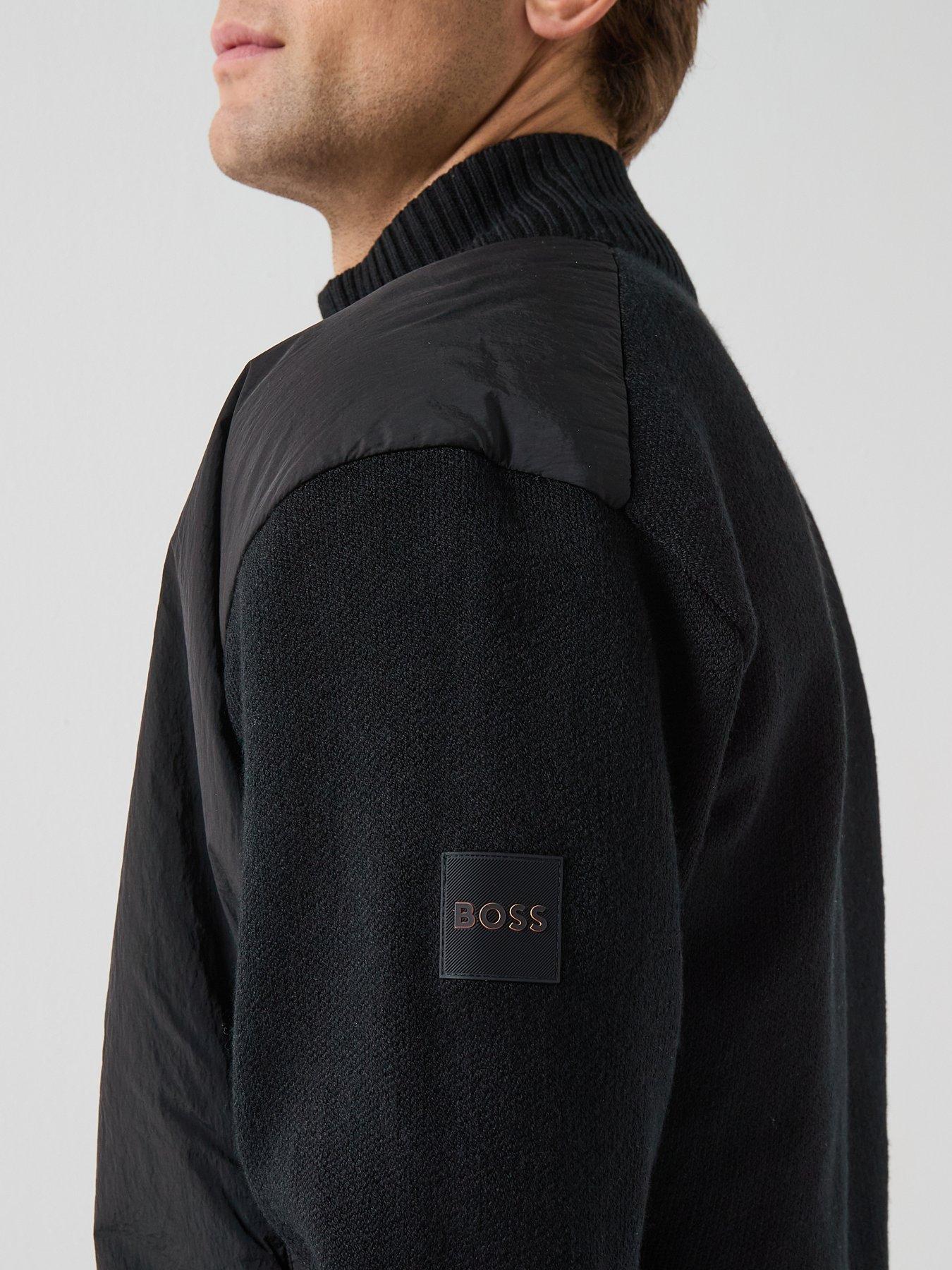 Image 4 of 6 of BOSS Korado Hybrid Zip Through Knitted Jumper - Black