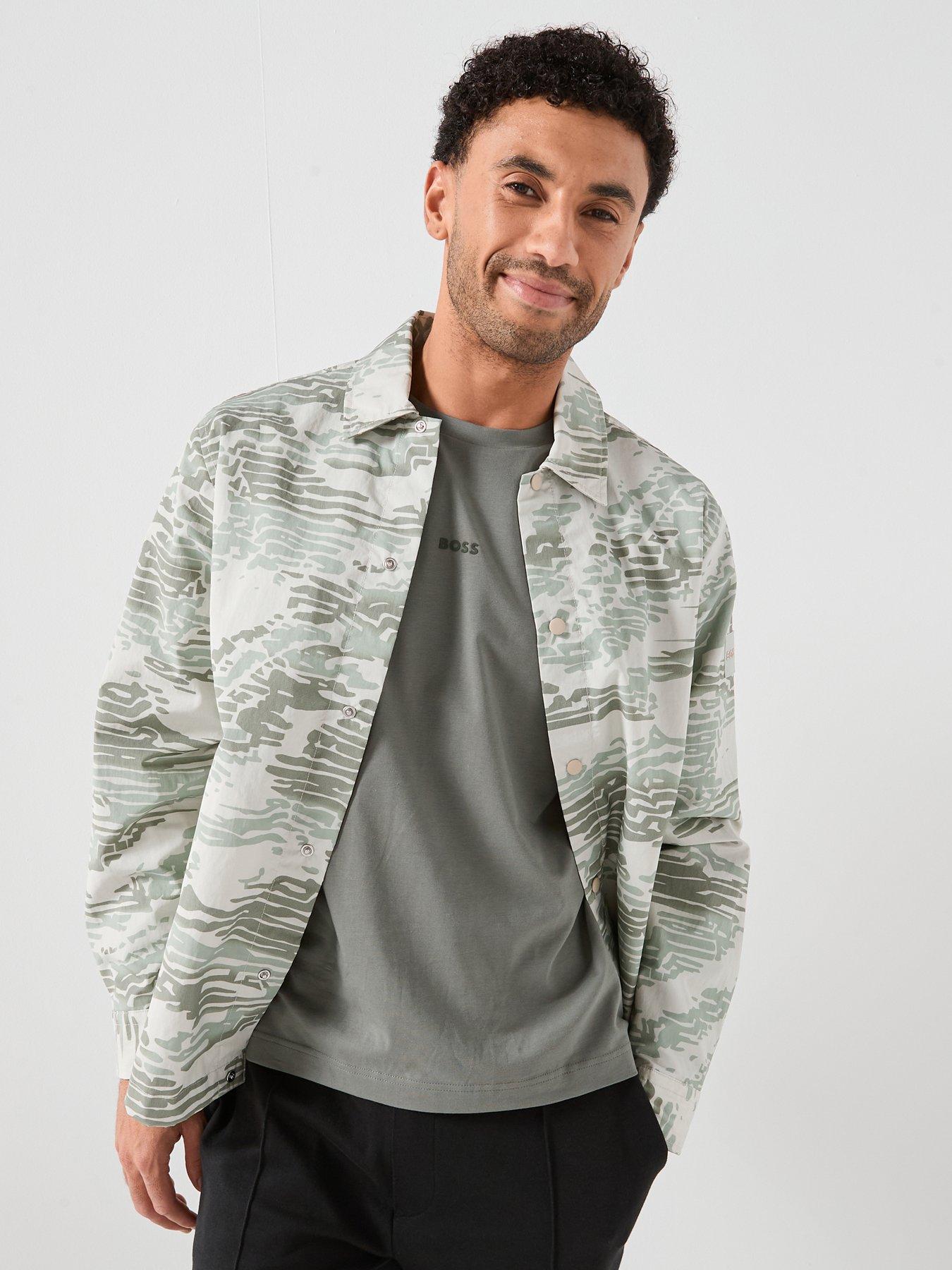 BOSS Leldon Camo Long Sleeve Overshirt - Light Green